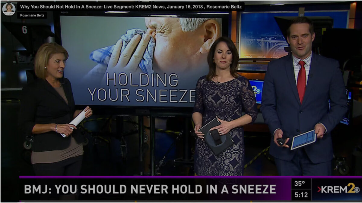 Why You Should Not Hold In A Sneeze: Live Segment: KREM2 News, January 16, 2018, Rosemarie Beltz
